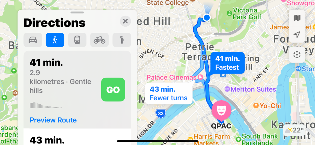 Walking directions to QPAC